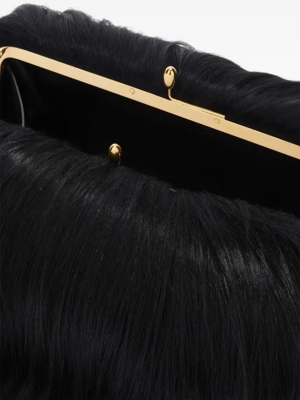 Jil Sander Goji Pillow Hairy Medium Clutch Bag | Black | FARFETCH