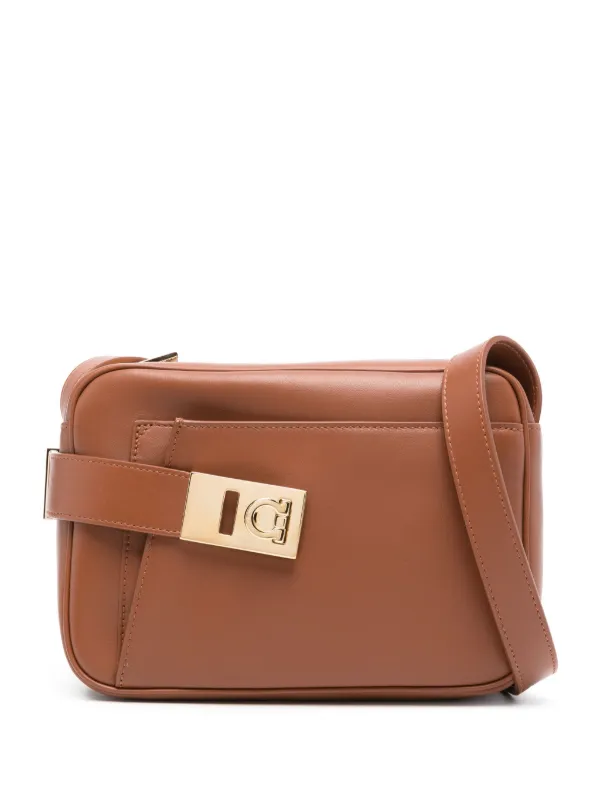 Ferragamo Gancini Leather Crossbody Bag Brown FARFETCH AU