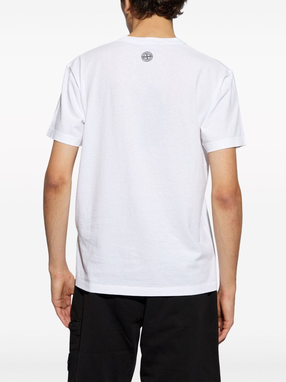 Shop Stone Island Compass-print Cotton T-shirt In White