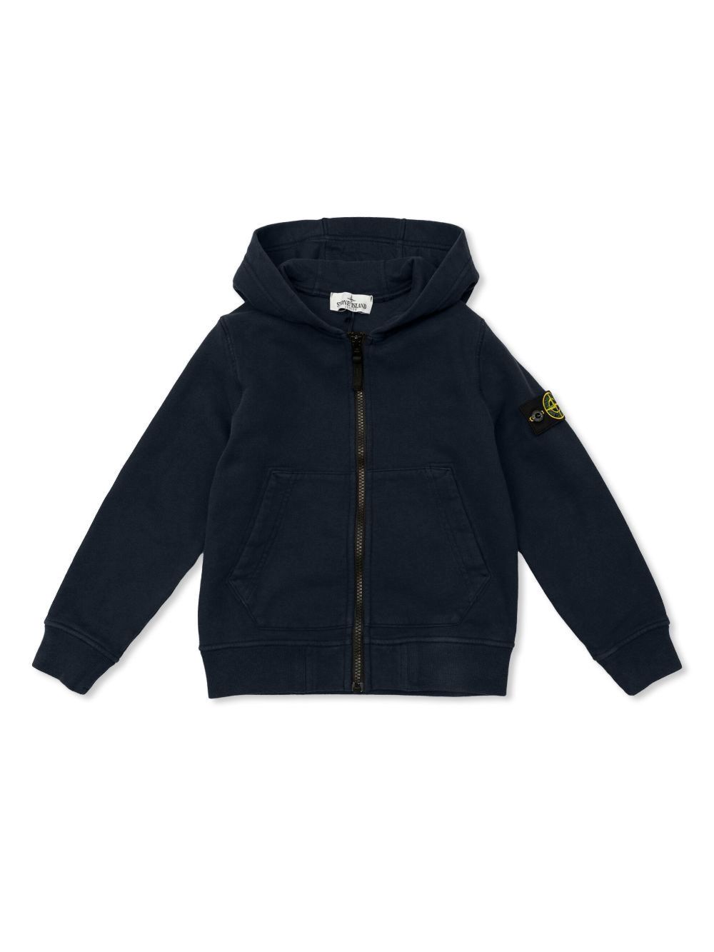 Stone Island Junior Compass-badge cotton hoodie - Black