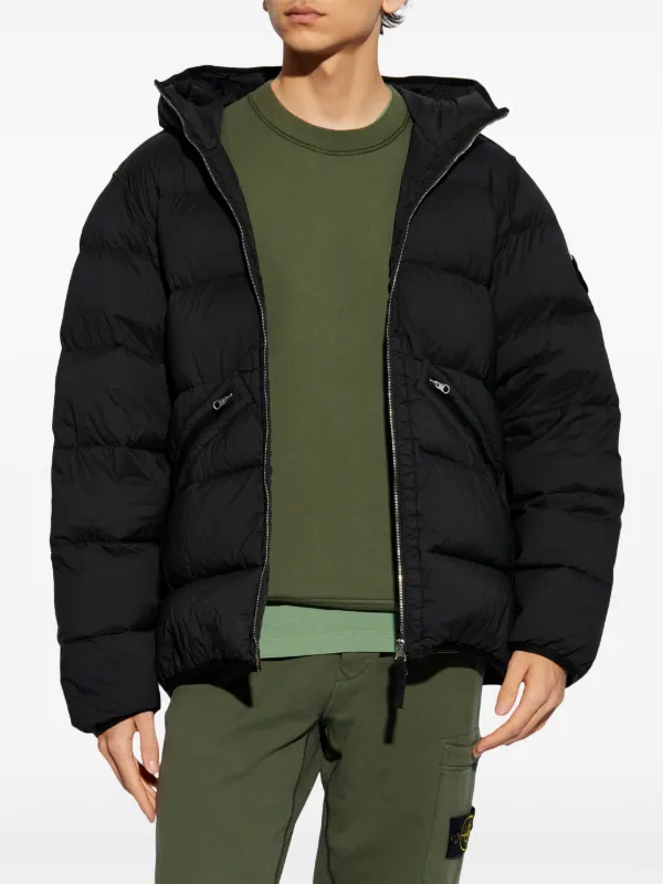 Stone Island Hooded Puffer Jacket Black FARFETCH UK