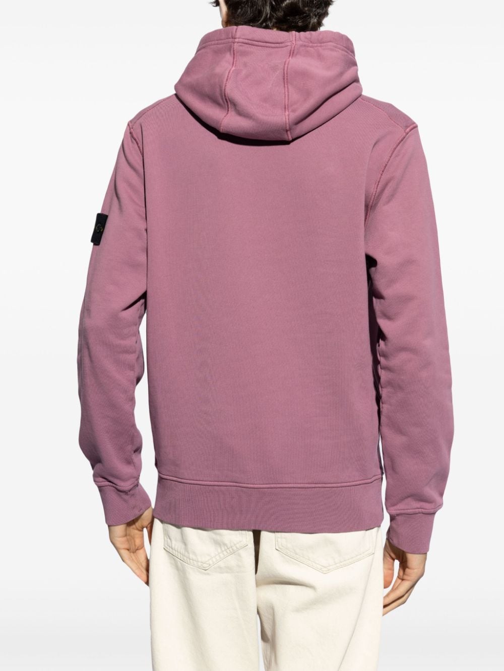 Shop Stone Island Compass-badge Cotton Hoodie In Purple