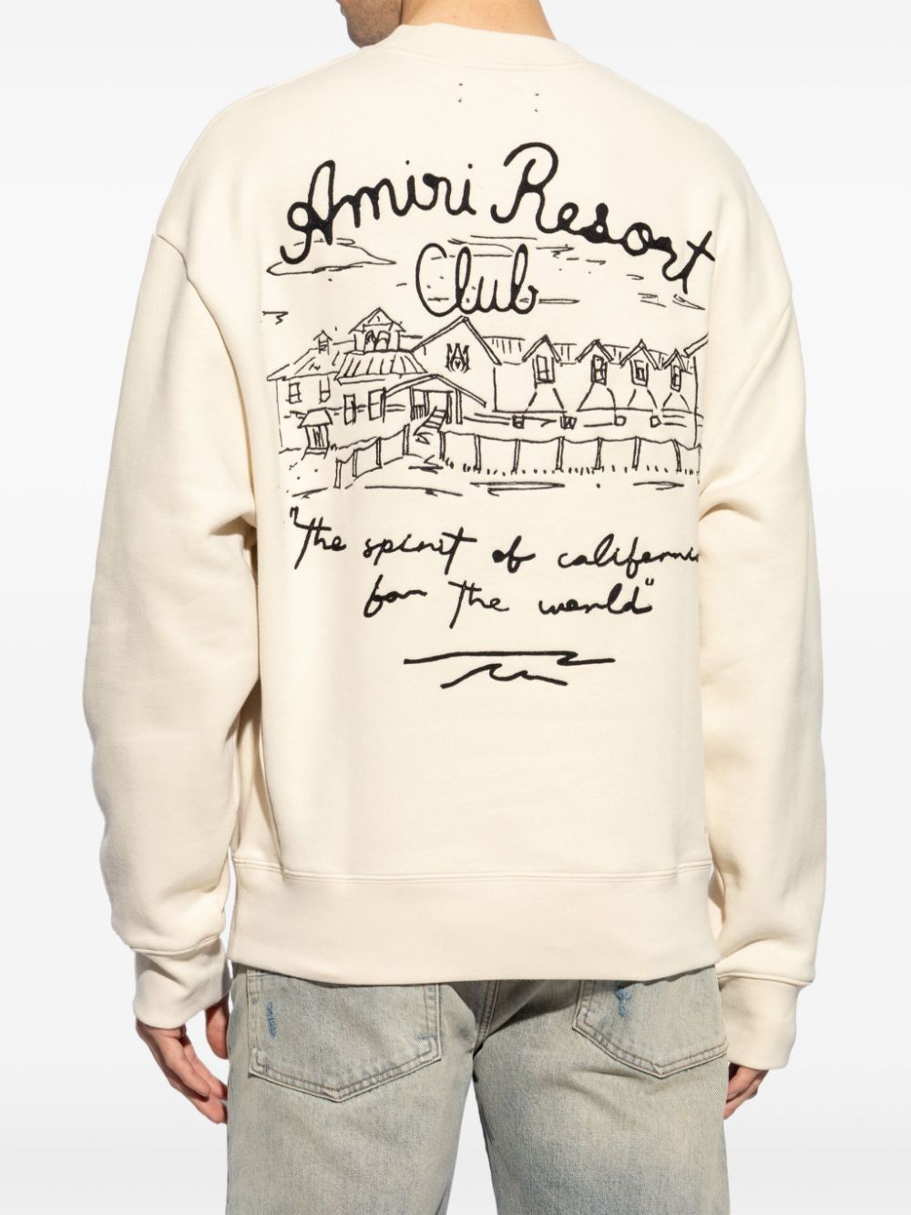 Shop Amiri Resort Embroidered Cotton Sweatshirt In Neutrals