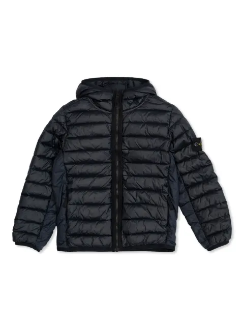 Stone Island Junior logo-patch hooded quilted jacket