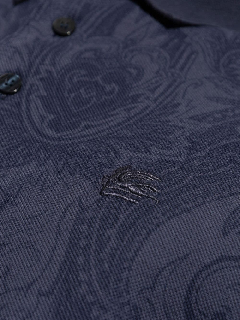 Shop Etro Tonal Paisley Print Polo Shirt In Blue