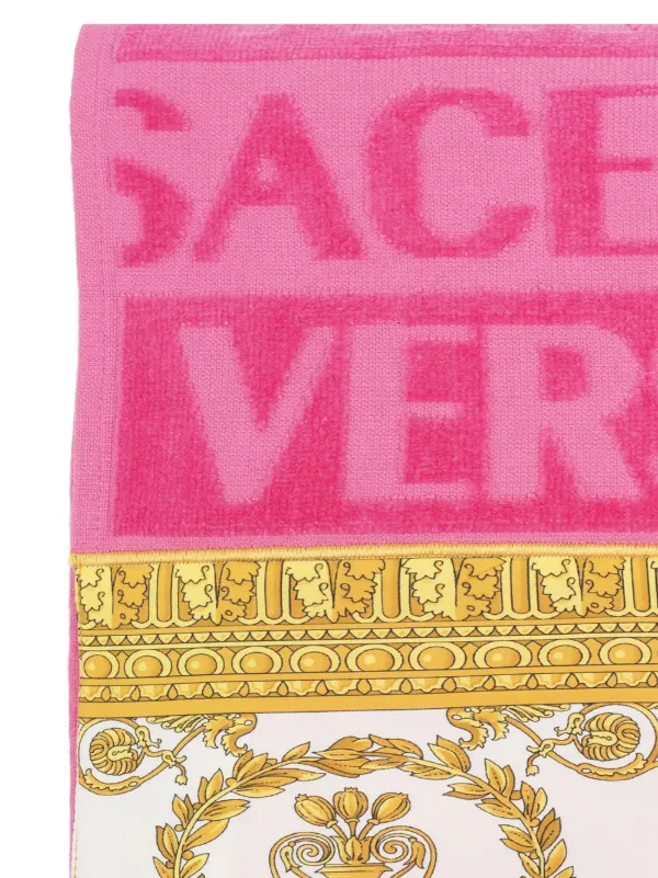 Versace Toalla De Mano Con Estampado Barocco Rosado FARFETCH EC