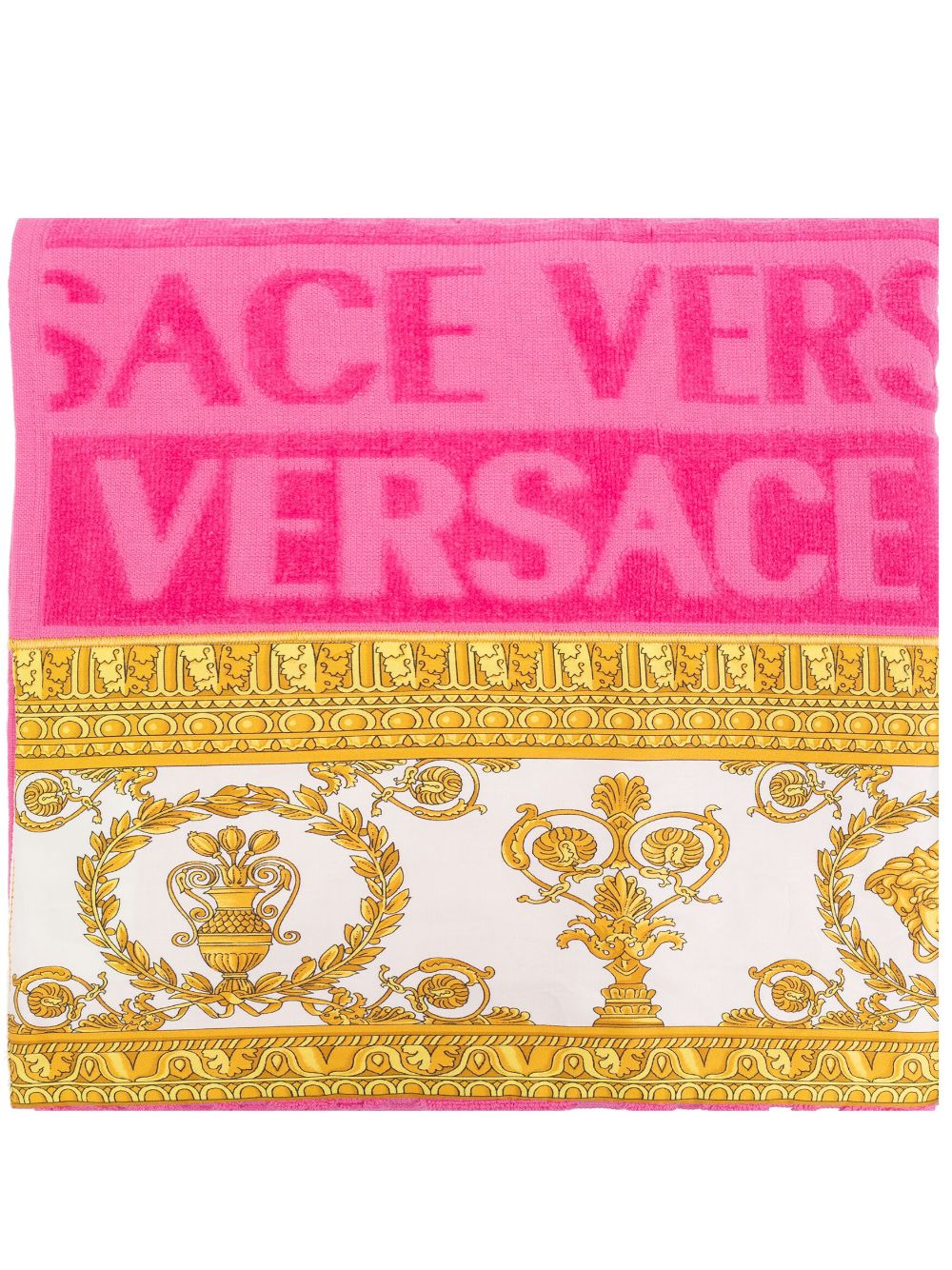 Versace Barocco-print Cotton Hand Towel In Pink