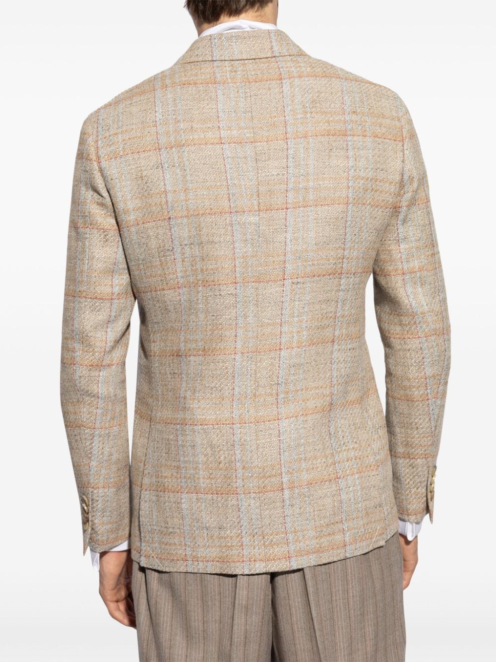 Shop Etro Soft Check Notched Lapels Blazer In Neutrals