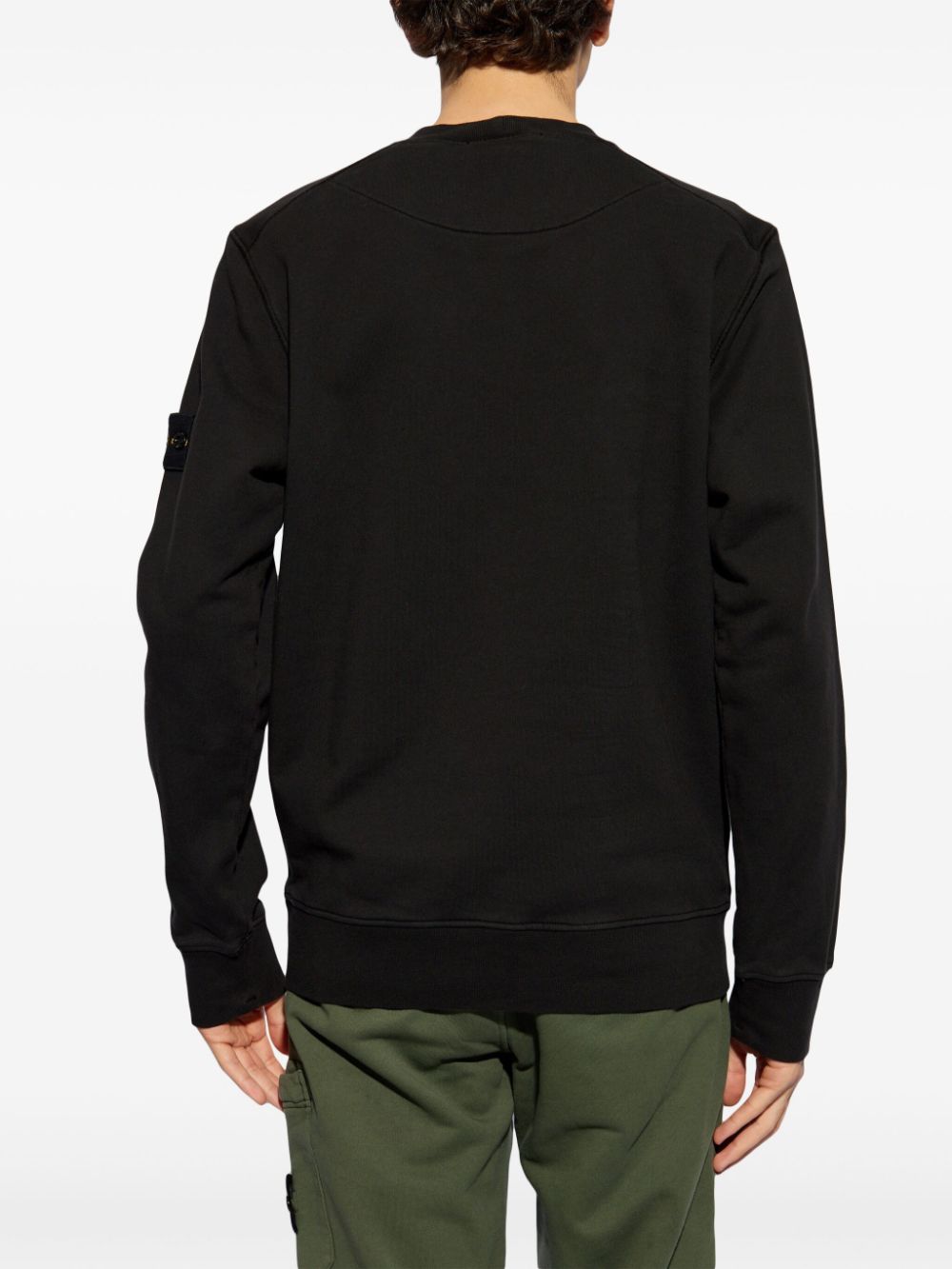 Shop Stone Island Compass-patch Cotton Sweatshirt In Black