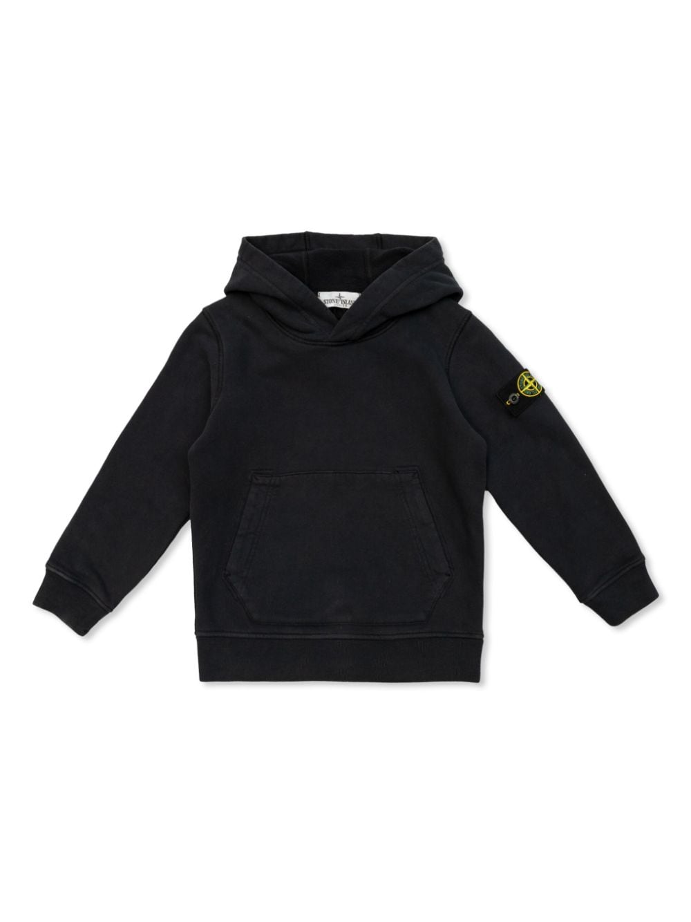 Shop Stone Island Junior Logo-patch Cotton Hoodie In Black