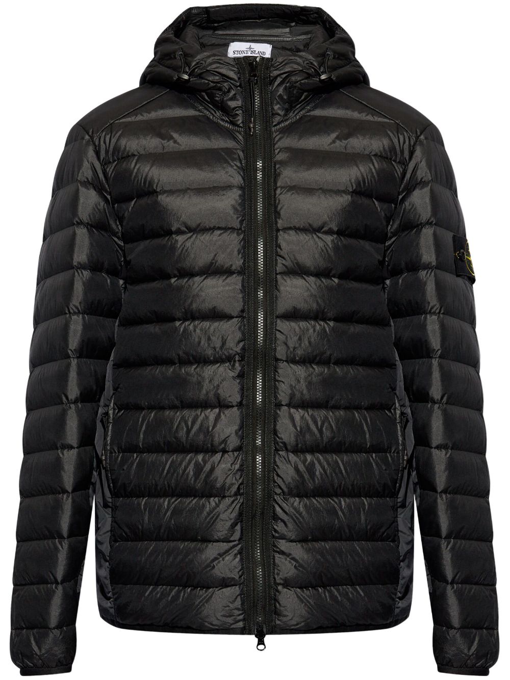 Stone island black hooded jacket online