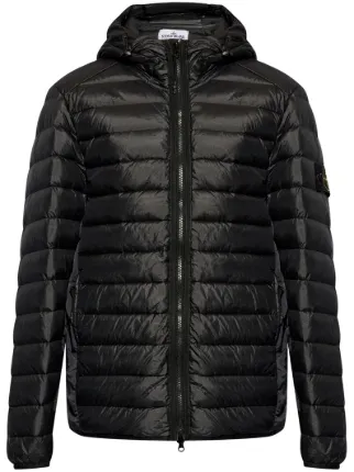 Stone  フード付きダウンジャケット ブラック Stone Island フーデッド ダウンジャケット | ブラック | FARFETCH JP