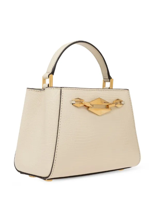 直営店‐Jimmy Choo‐ Diamond ハンドバッグ ダイヤモンド ベルト付きトップハンドル L | ブラック レザー