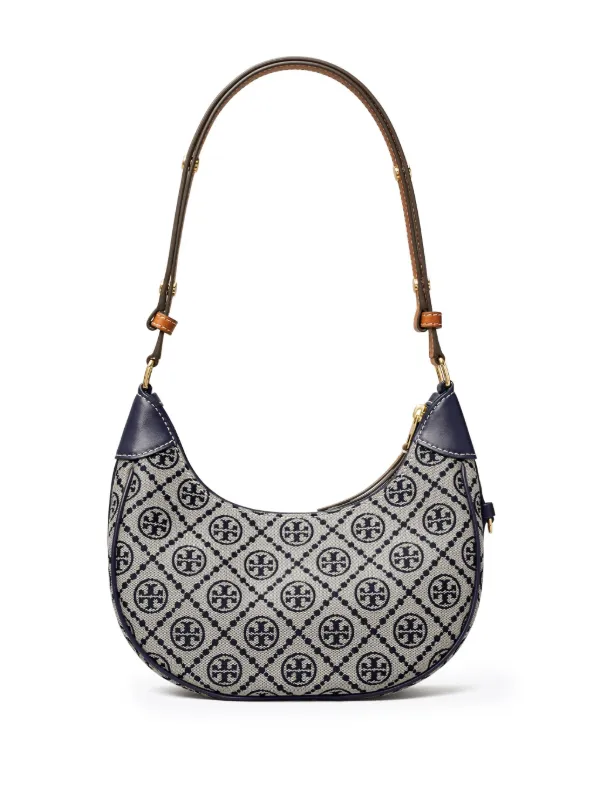Tory Burch T Monogram Crescent Shoulder Bag | Blue | FARFETCH