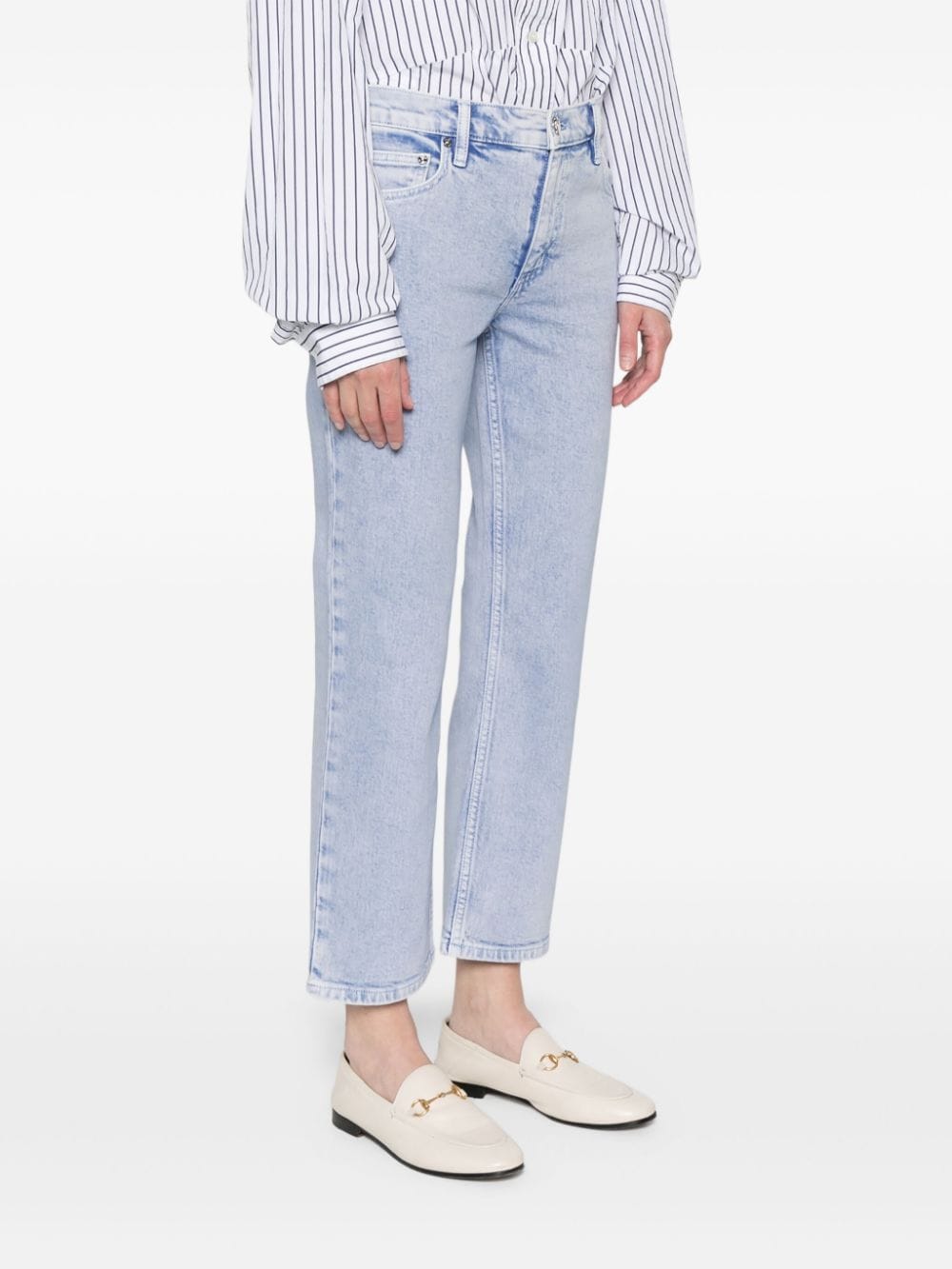 Shop Tory Burch Mid-rise Cropped Jeans In Blue
