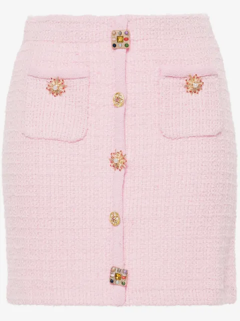 Self-Portrait jewelry-buttons knitted mini skirt