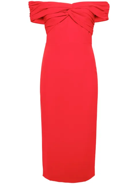 Self-Portrait vestido midi con hombros descubiertos