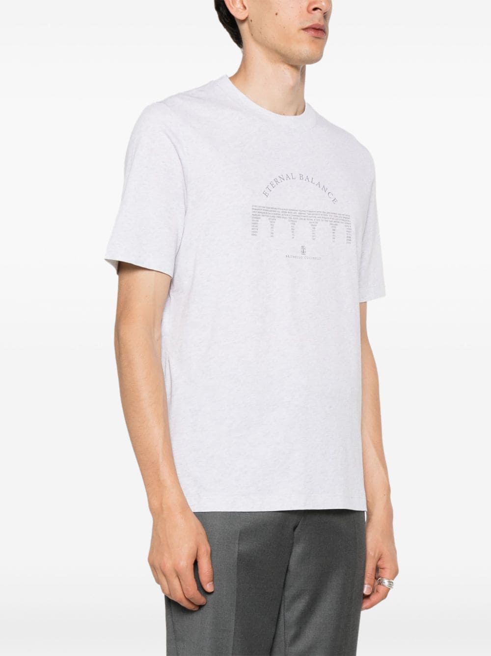 Shop Brunello Cucinelli Graphic-print Cotton T-shirt In Grey