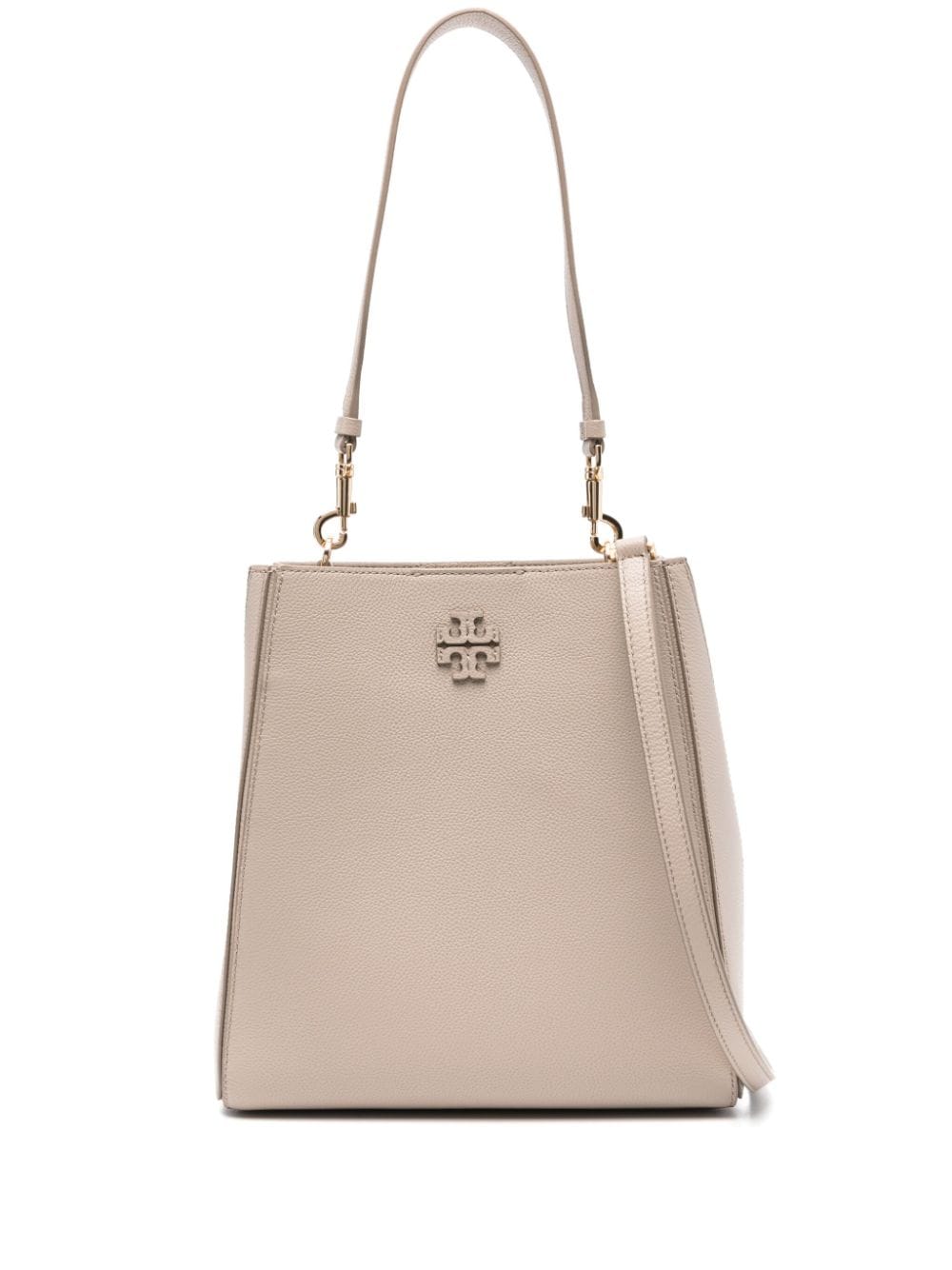 Tory Burch Mcgraw Logo-embossed Leather Tote Bag In Neutrals