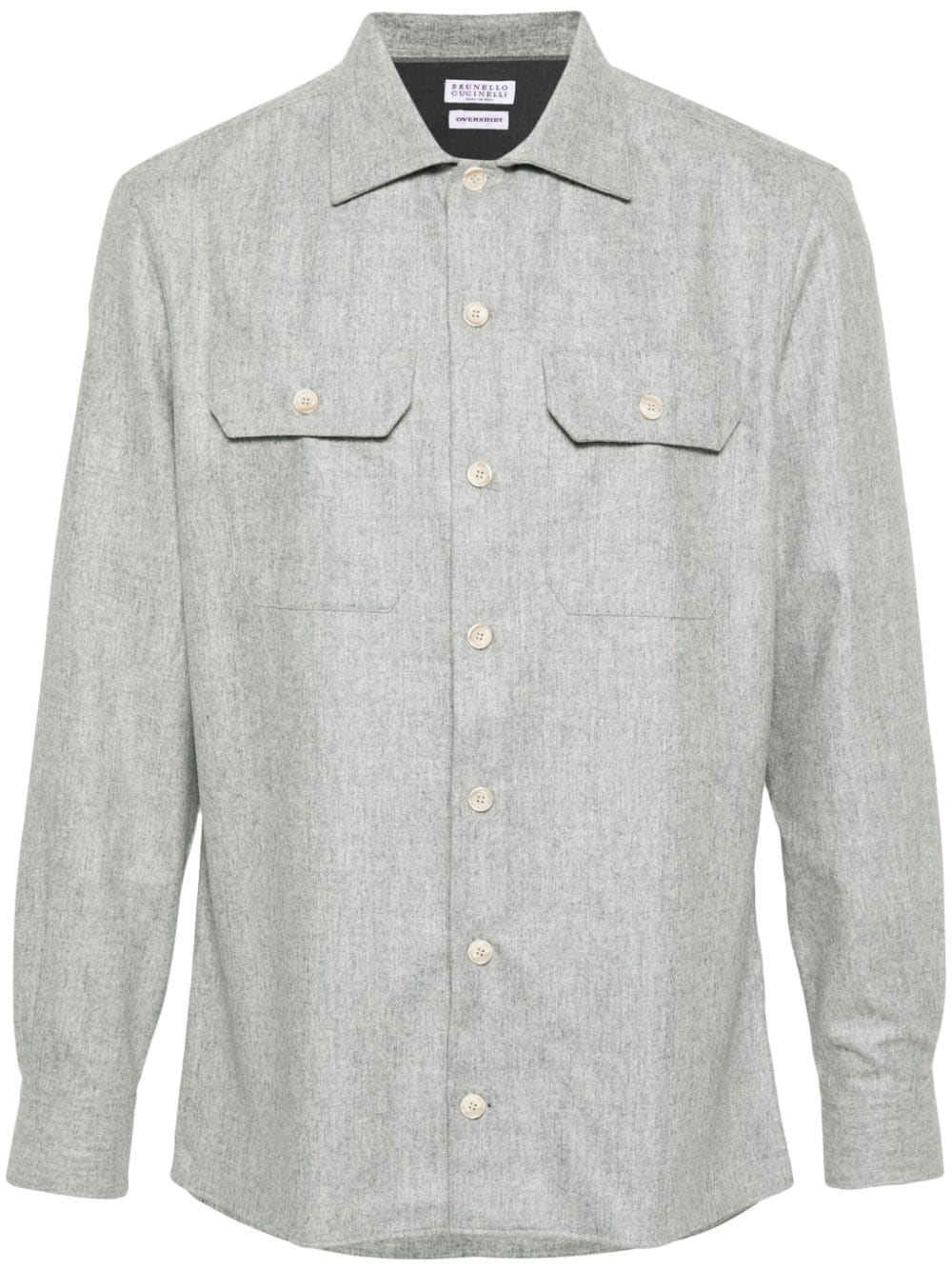 Brunello Cucinelli Mélange-effect Wool Shirt In Gray