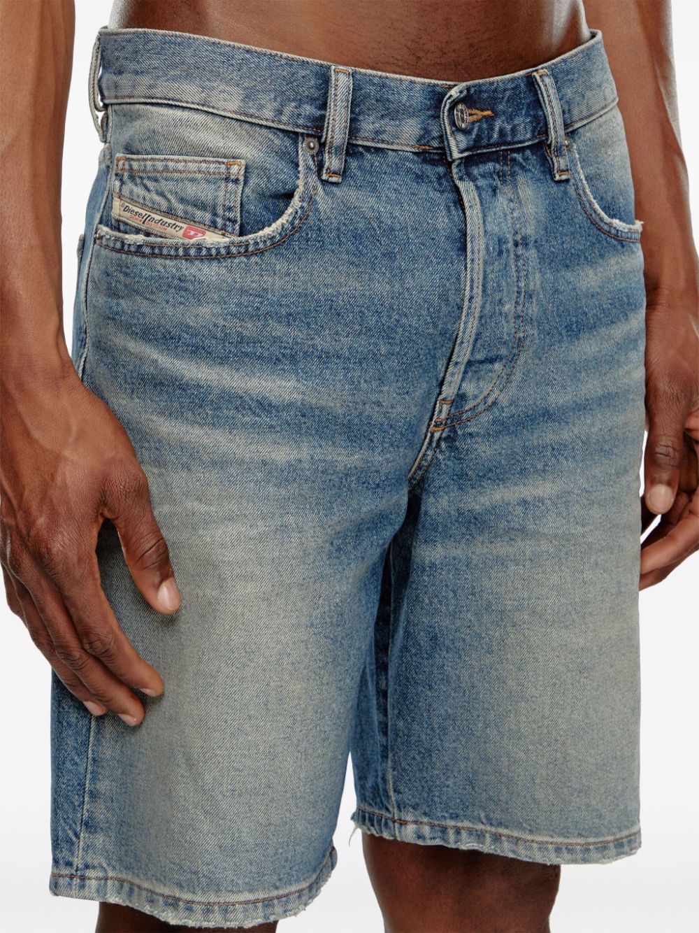 Shop Diesel Straight-leg Denim Shorts In Blue