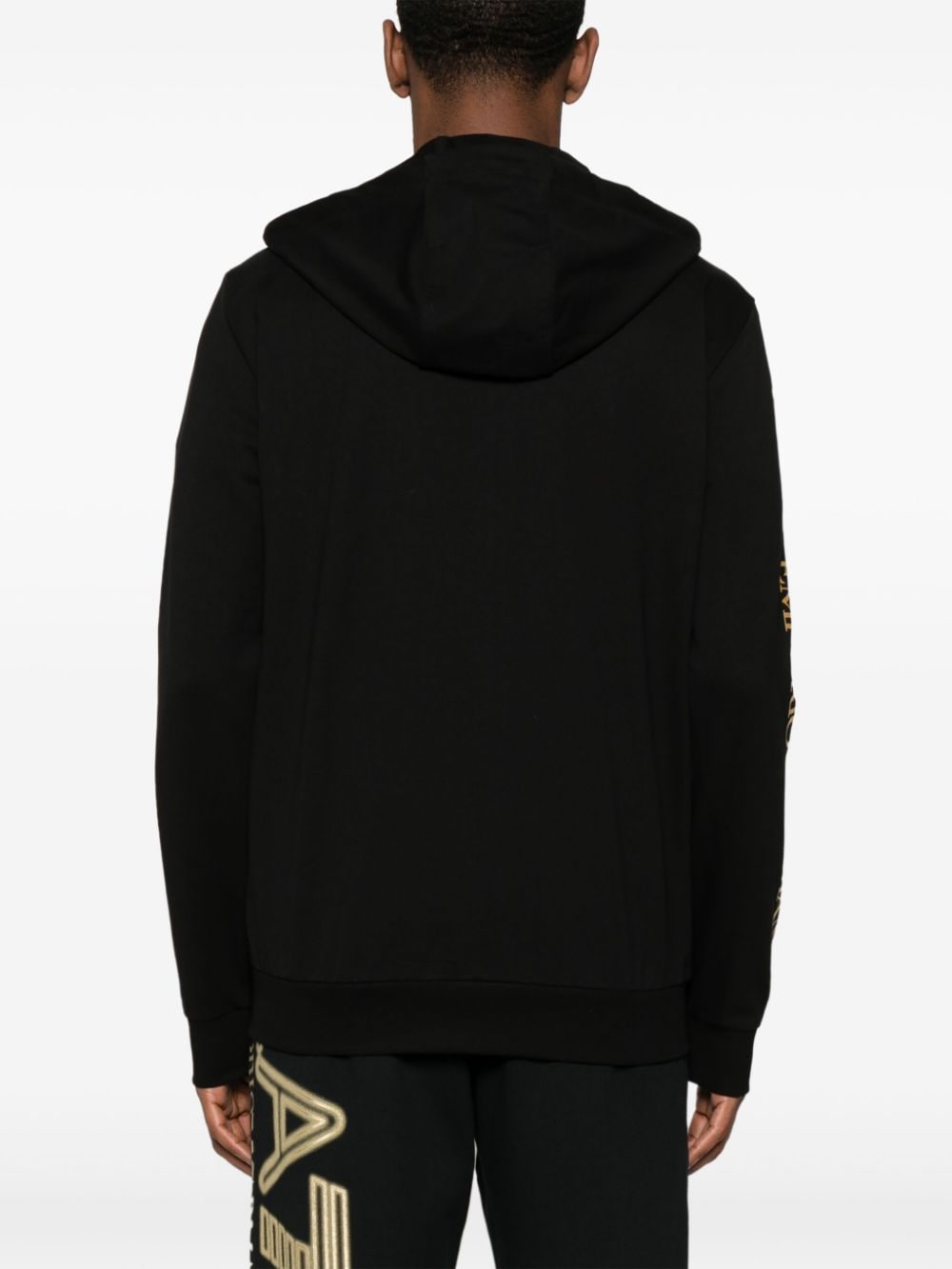 Shop Ea7 Logo-print Zip-up Hoodie In Black