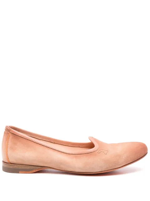 Santoni embroidered-logo suede slippers