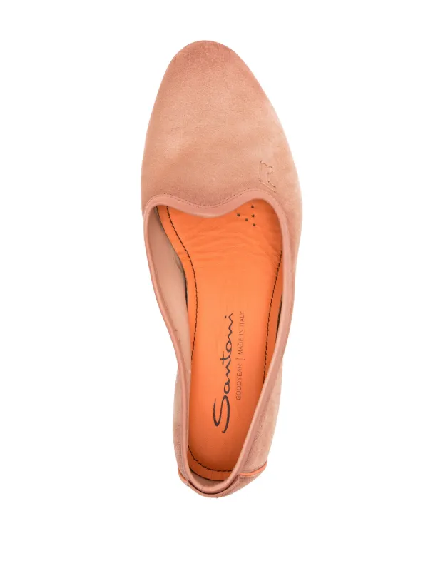 Santoni embroidered-logo Suede Slippers Brown FARFETCH IN