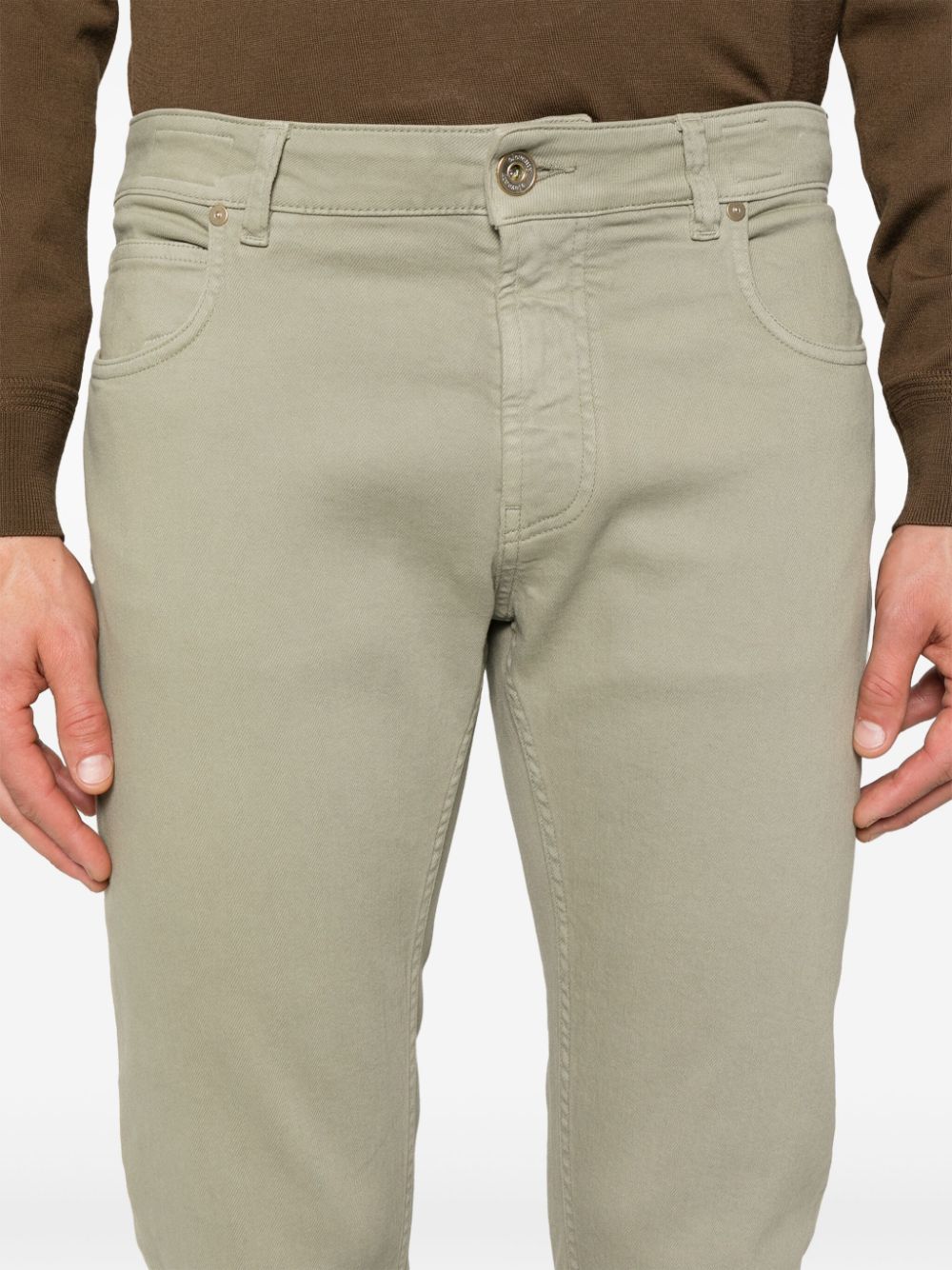 Shop Eleventy Slim-cut Trousers In Green