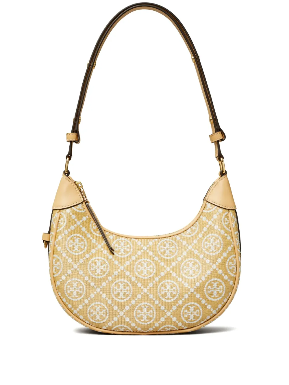 Tory Burch T Monogram Crescent Shoulder Bag In Brown