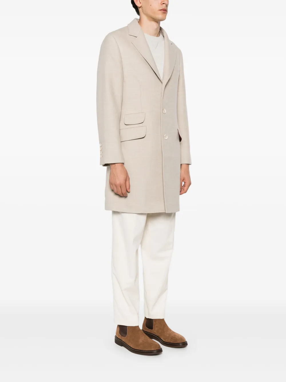 Brunello Cucinelli single-breasted felted coat Men