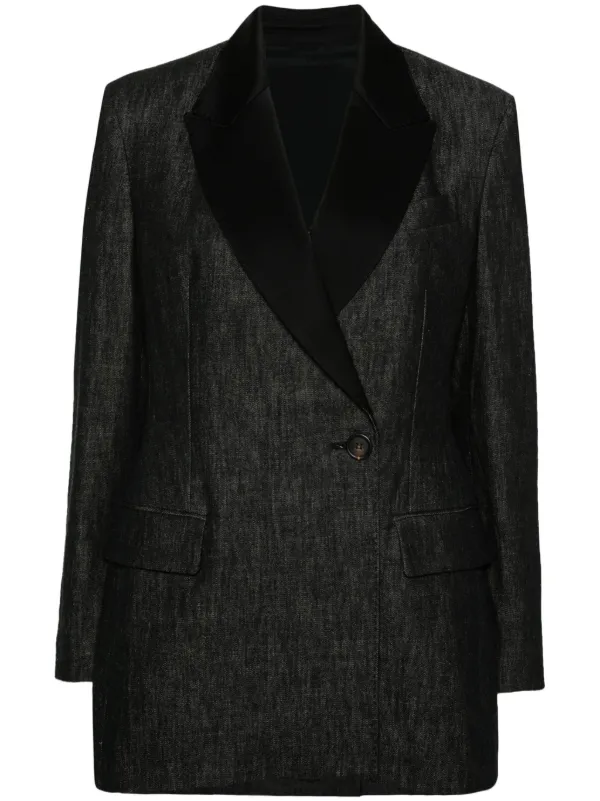 Brunello Cucinelli Double-breasted Denim Blazer in Black