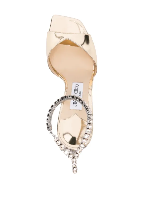 【JIMMY CHOO】Saeda 85 装飾メタリック レザー サンダル Jimmy Choo Saeda 85mm メタリックレザーサンダル | ゴールド