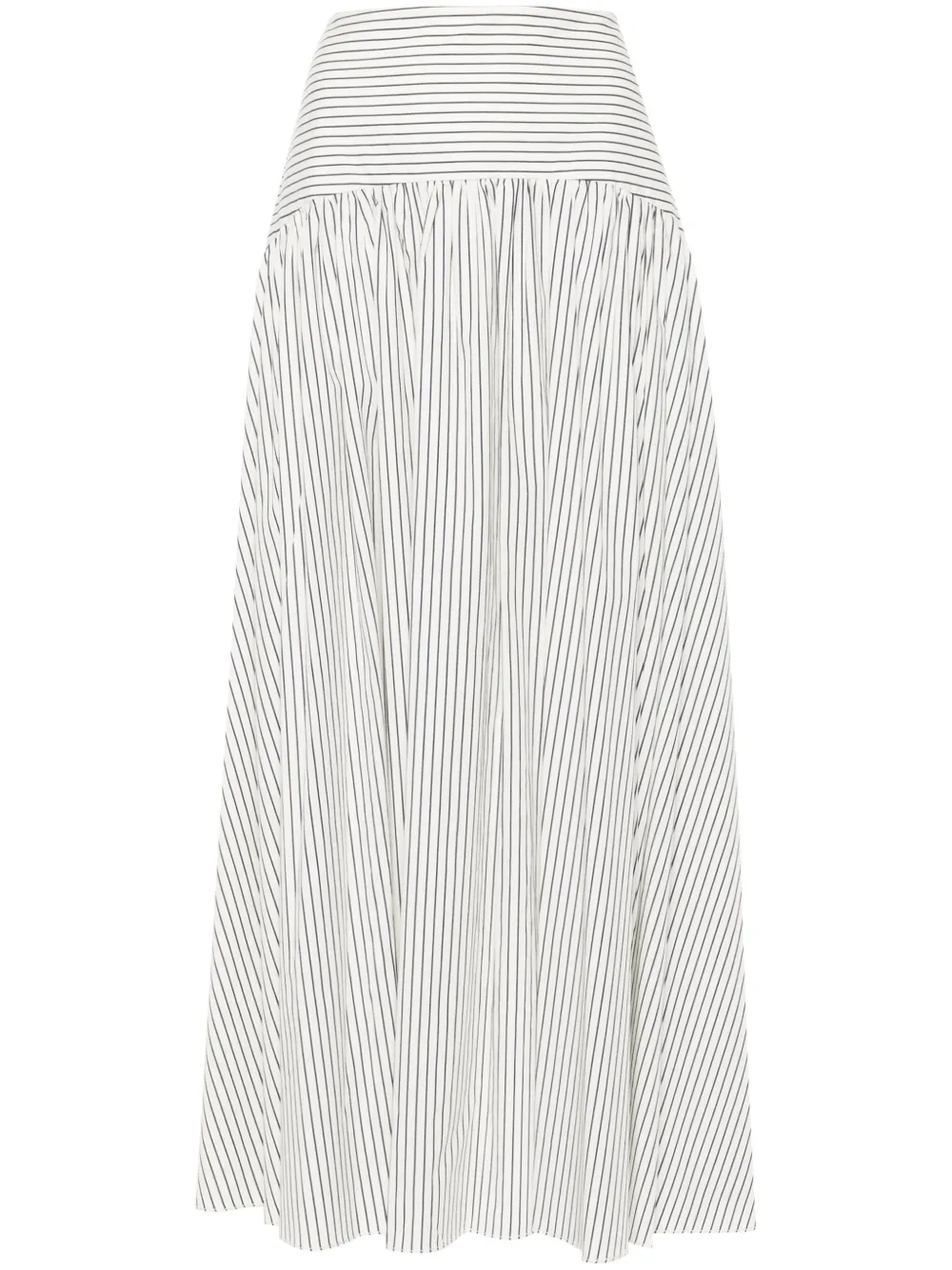 Staud Procida Striped Maxi Skirt In White