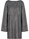 Emporio Armani stripe-sequin shift dress - Black