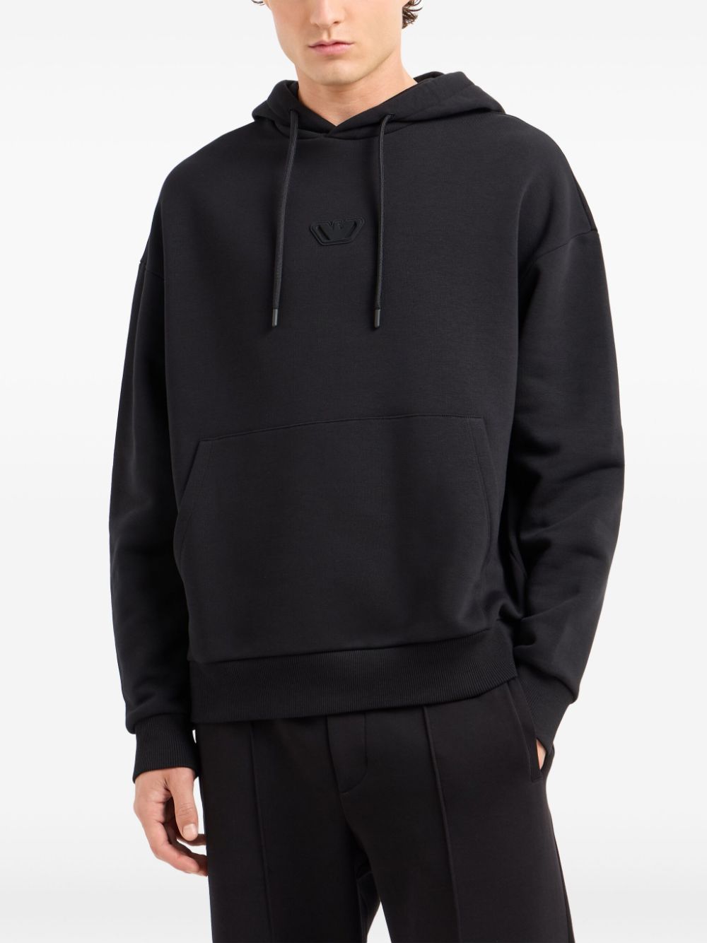 Emporio Armani Hoodie met logopatch - Zwart