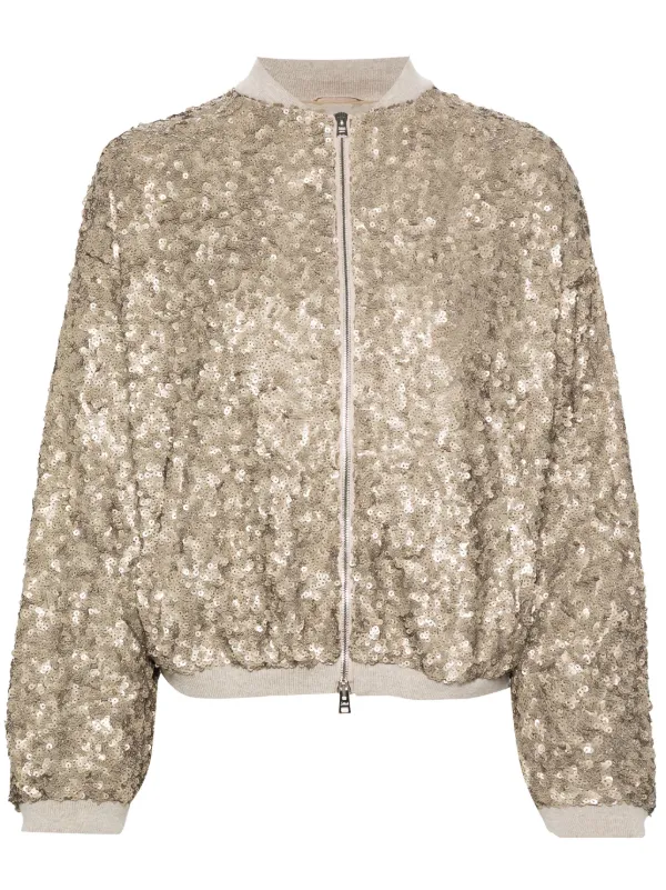 Herno sequin embellished Bomber Jacket Gold FARFETCH AE