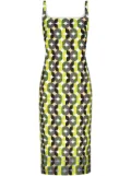 DRIES VAN NOTEN geometric-print midi dress - Green