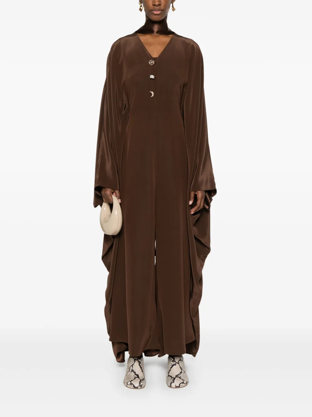 1309 Studios Jumpsuit met decoratieve knopen - Bruin