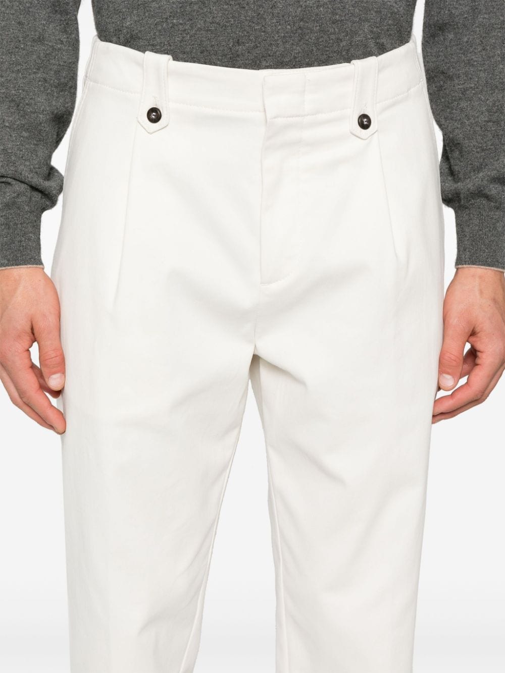 Shop Eleventy Pressed-crease Straigh-leg Trousers In White