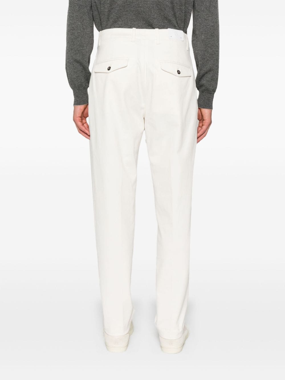 Shop Eleventy Pressed-crease Straigh-leg Trousers In White