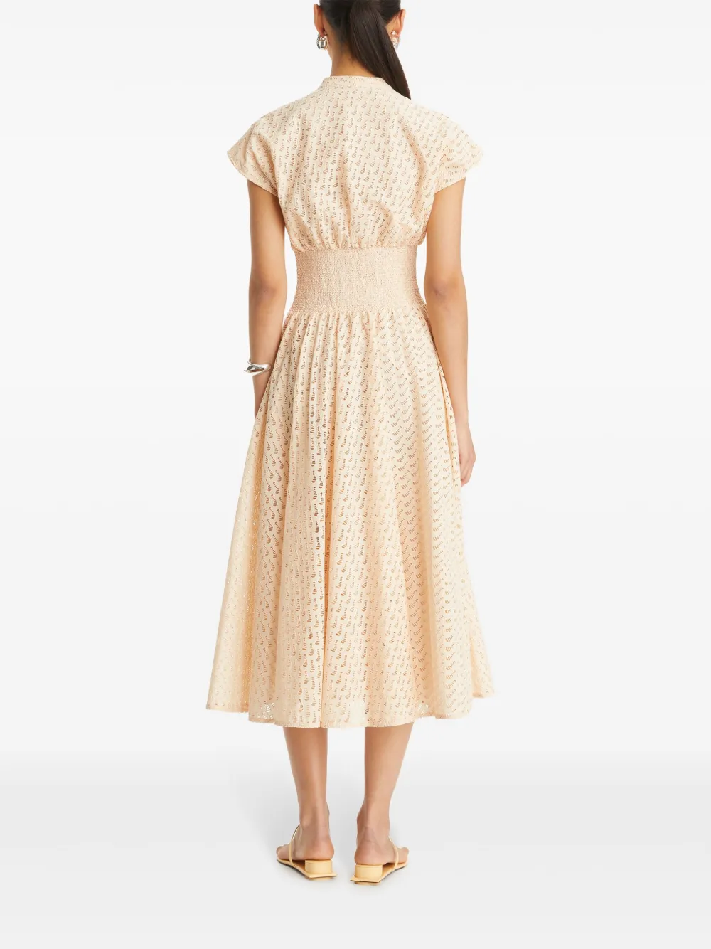 TORY BURCH EMBROIDERED COTTON MIDI DRESS
