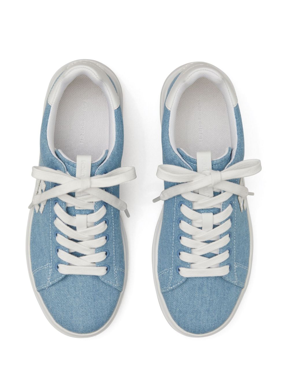 Shop Tory Burch Double T Howell Court Sneakers In Blau