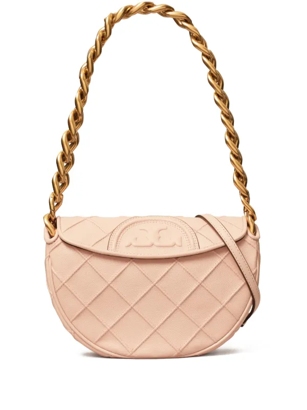 Tory Burch Mini Fleming Soft Grain Crescent Shoulder Bag Pink FARFETCH IE