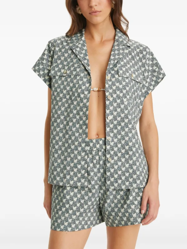 Tory Burch zebra-print Poplin Shorts | Blue | FARFETCH