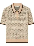 Tory Burch monogram jacquard polo top - Neutrals