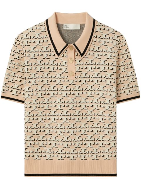 Tory Burch monogram jacquard polo top