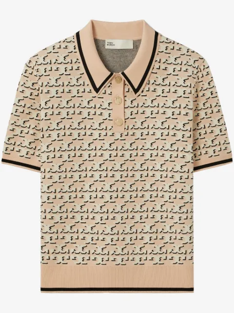 Tory Burch monogram jacquard polo top