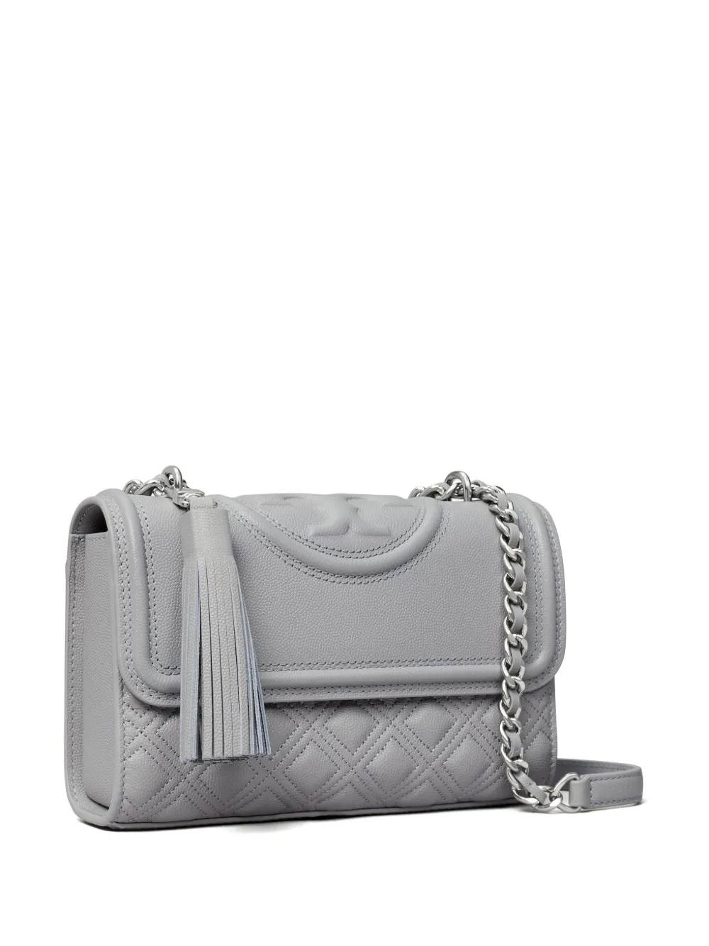 Shop Tory Burch Small Fleming Cross Body Bag In Grey