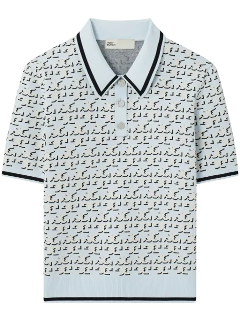 Tory Burch monogram jacquard polo top
